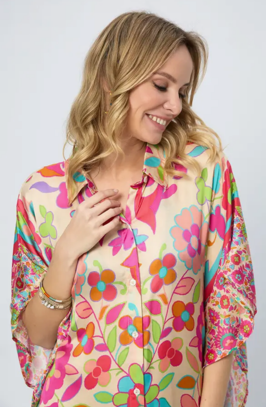Floral Collared Kaftan Multi