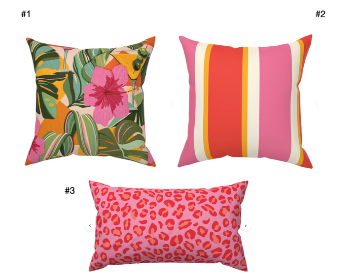 Custom Made Designer Throw Pillow: Tutti Frutti Stripe