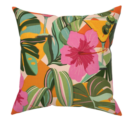 Custom Made Designer Throw Pillow-Tutti Frutti Tropical Floral