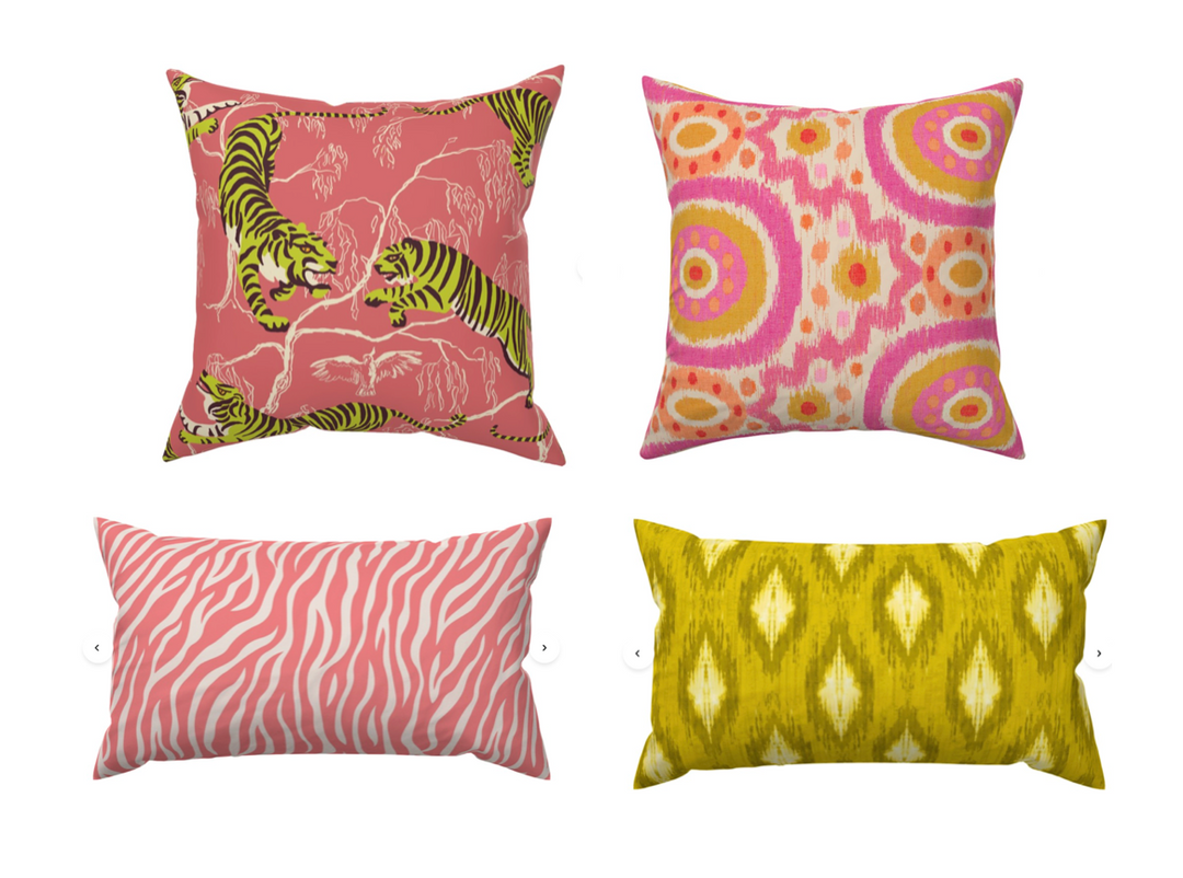 Custom Made Designer Throw Pillow-Jungle Tiger Zebra Stripe
