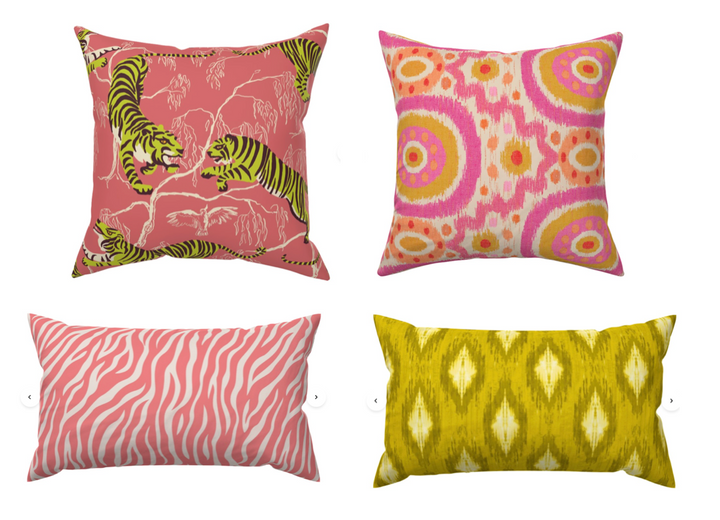 Custom Made Designer Throw Pillow-Jungle Tiger Ikat