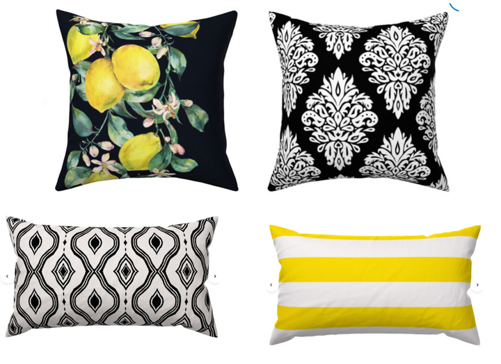 Custom Made Designer Throw Pillow-Lemon Zest Baroque