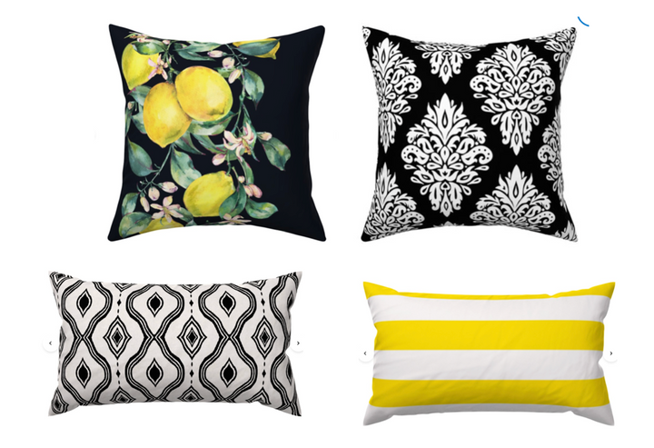 Custom Made Designer Throw Pillow-Lemon Zest Ogee