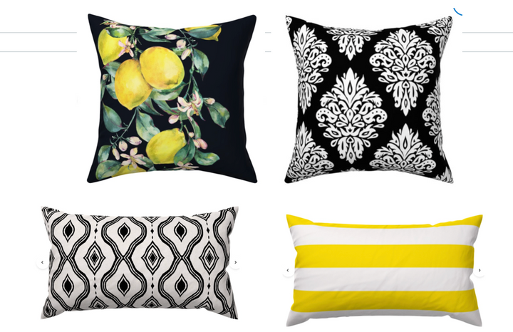 Custom Made Designer Throw Pillow-Lemon Zest Stripe
