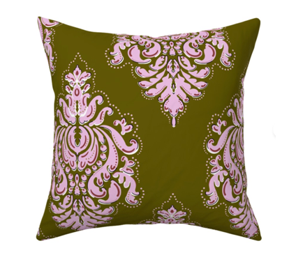Custom Made Designer Pillow-Orchid Heaven Damask