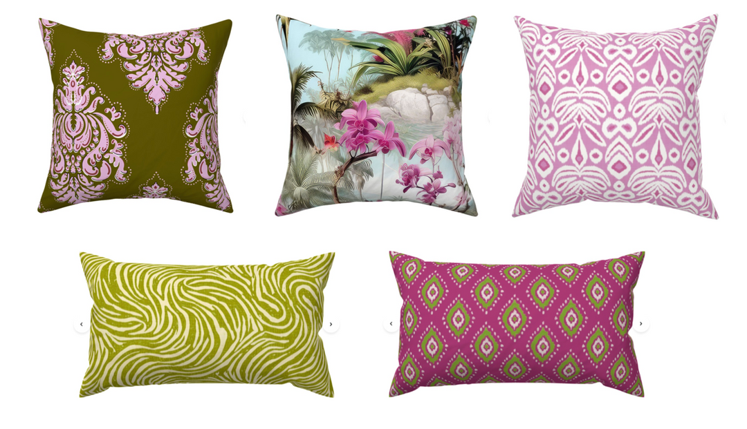Custom Made Designer Pillow-Orchid Heaven Damask