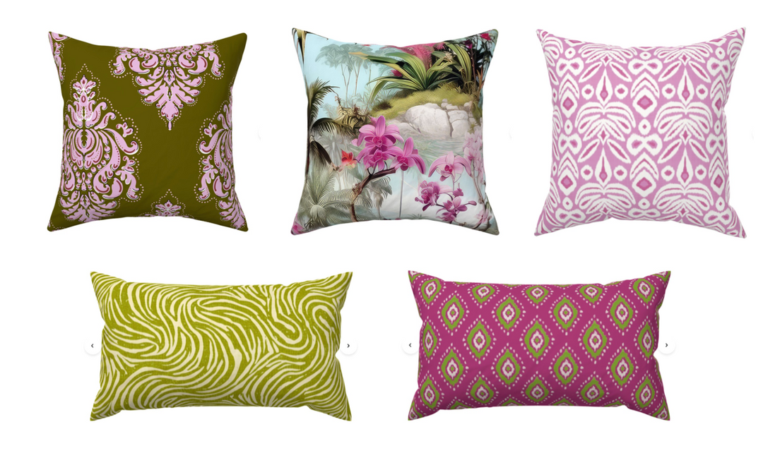 Custom Designed Throw Pillow-Orchid Heaven Swirl