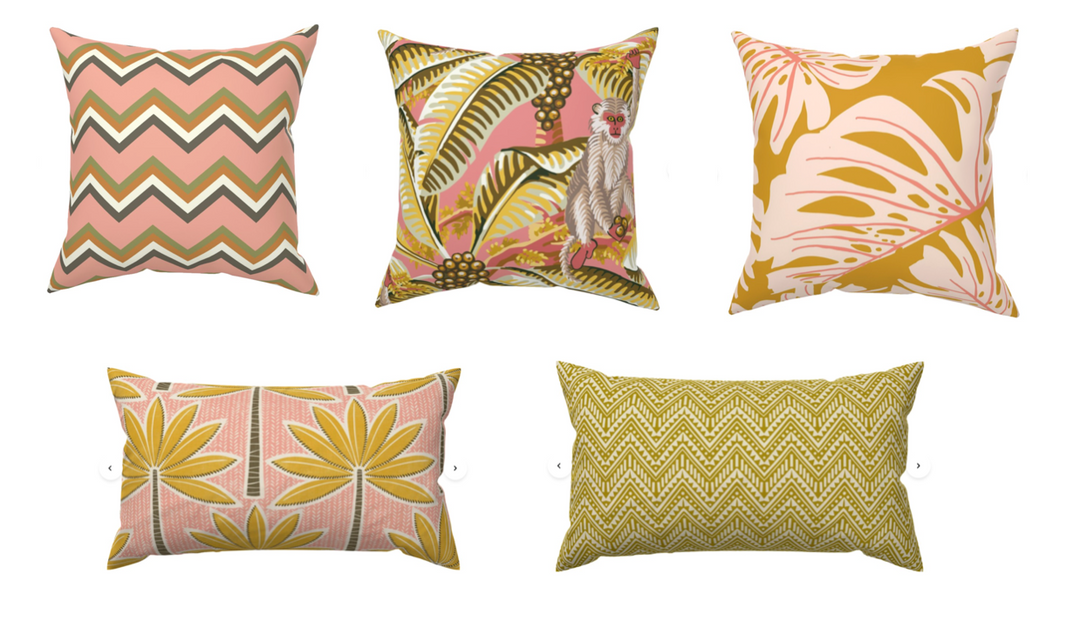 Custom Designed Designer Throw Pillow-The Colony Hotel Chevron