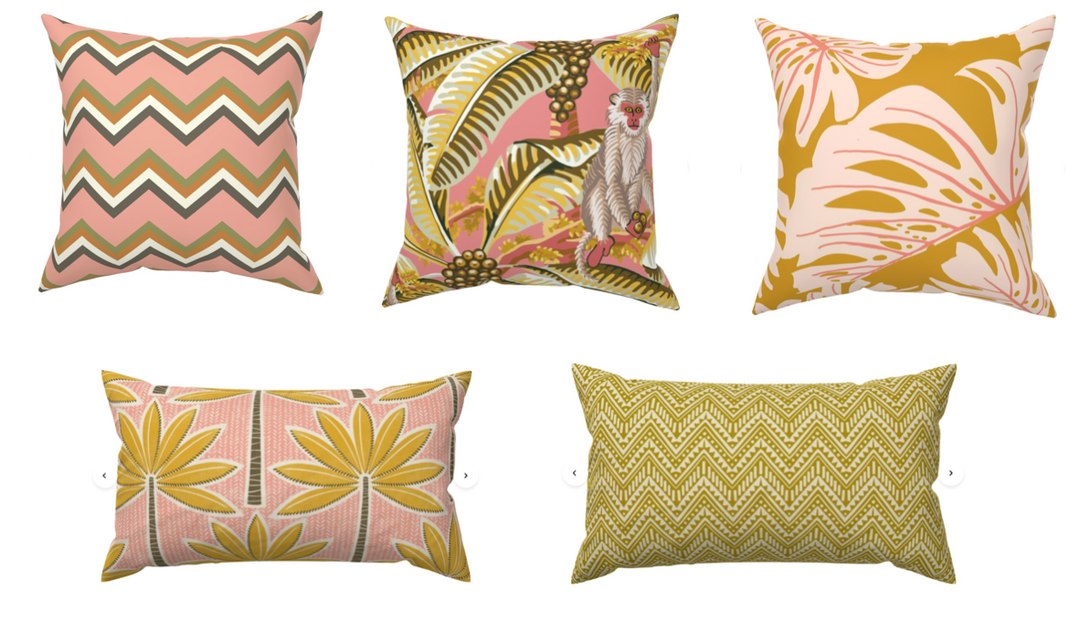 Custom Designed Throw Pillow-The Colony Hotel Zig Zag