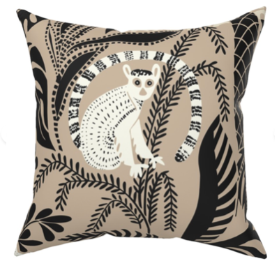 Custom Made Designer Pillow Set-Lemur Jungle