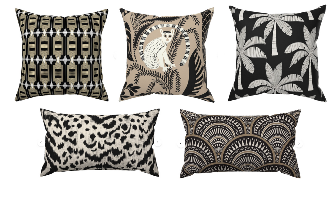 Custom Made Designer Throw Pillow-Lemur Jungle