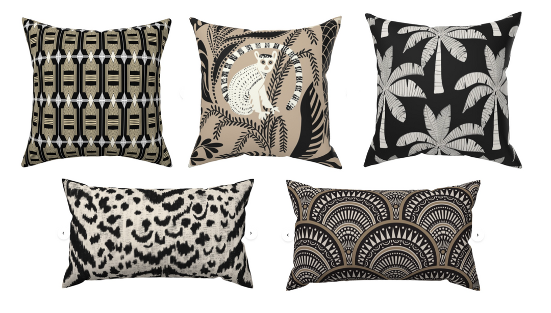 Custom Made Designer Throw Pillow-Lemur Jungle