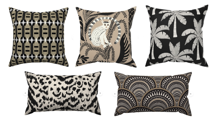 Custom Made Designer Throw Pillow-Lemur Jungle