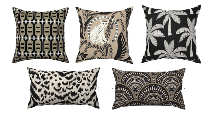 Custom Designer Throw Pillow-Lemur Jungle Snow Leopard