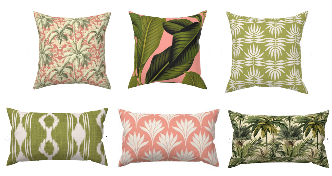 Custom Made Designer Throw Pillow-Palm Beach Leaf