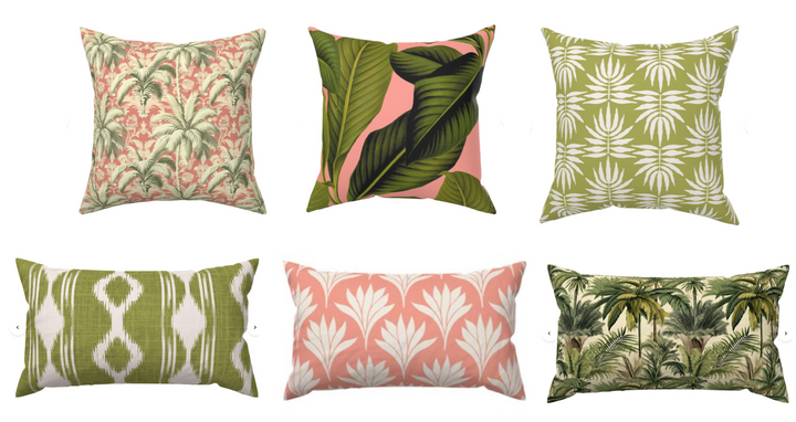 Custom Made Designer Throw Pillow-Palm Beach Leaf