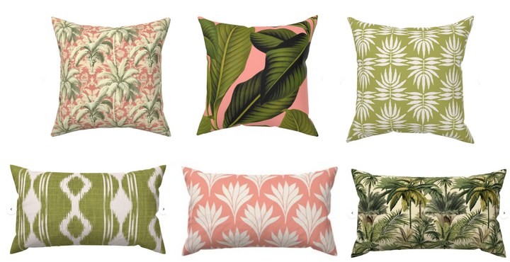 Custom Made Designer Throw Pillow-Palm Beach Ikat