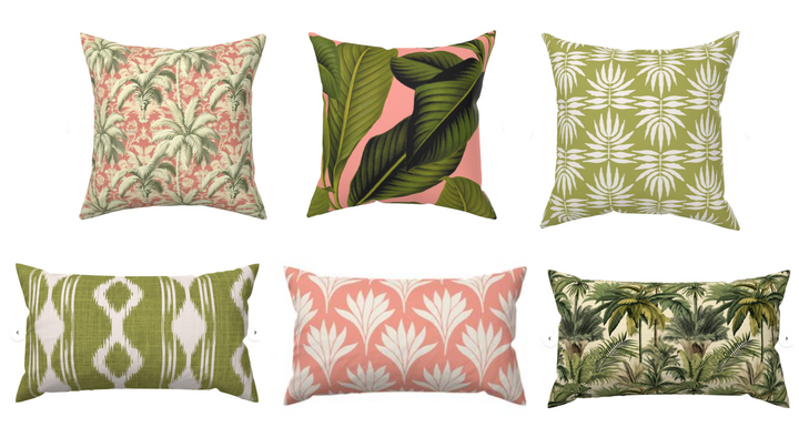Custom Made Designer Throw Pillow-Palm Beach Retro Palm