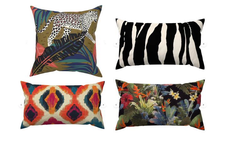Custom Designer Throw Pillow Set-Snow Leopard