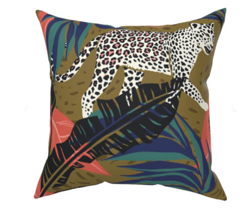 Custom Designer Throw Pillow-Snow Leopard