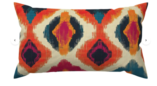 Custom Designer Throw Pillow-Snow Leopard Ikat