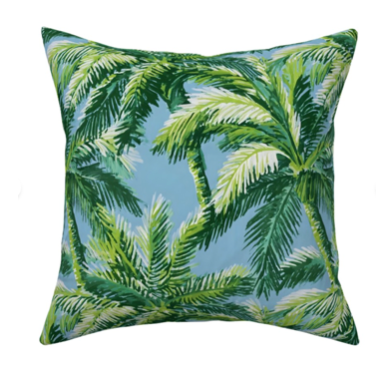 Custom Designed Throw Pillow-Bahama Breeze Palm