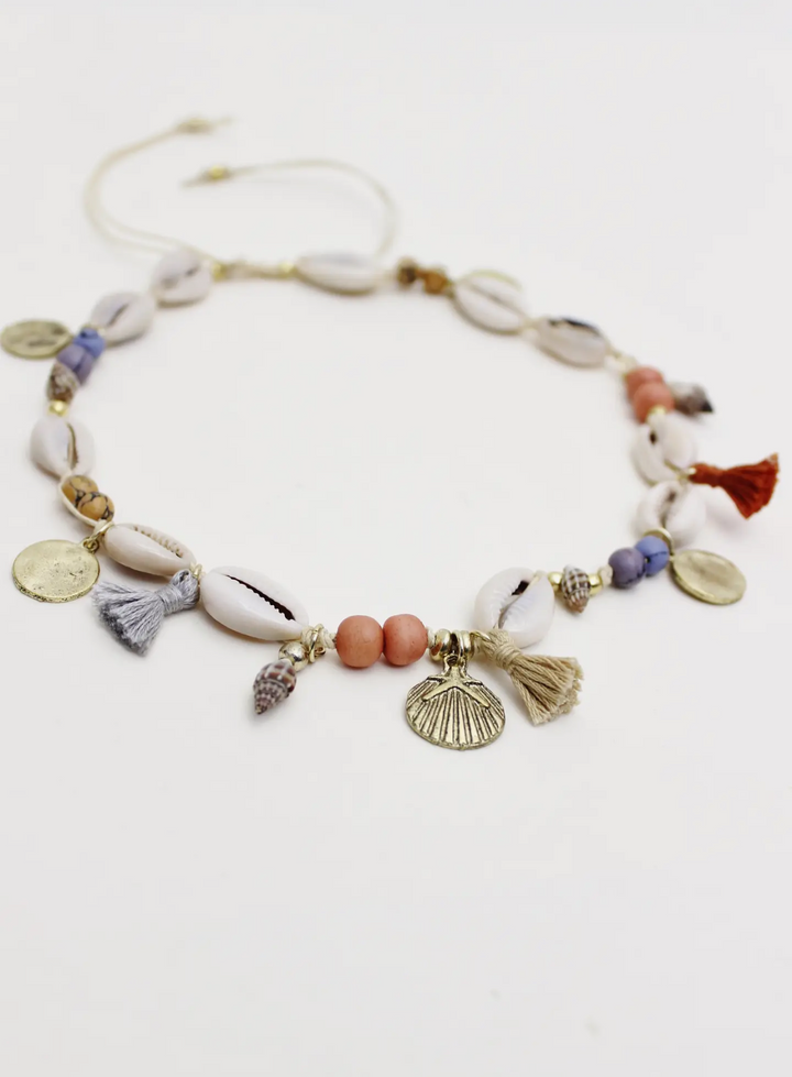 Cowrie Shell and Tassel Choker