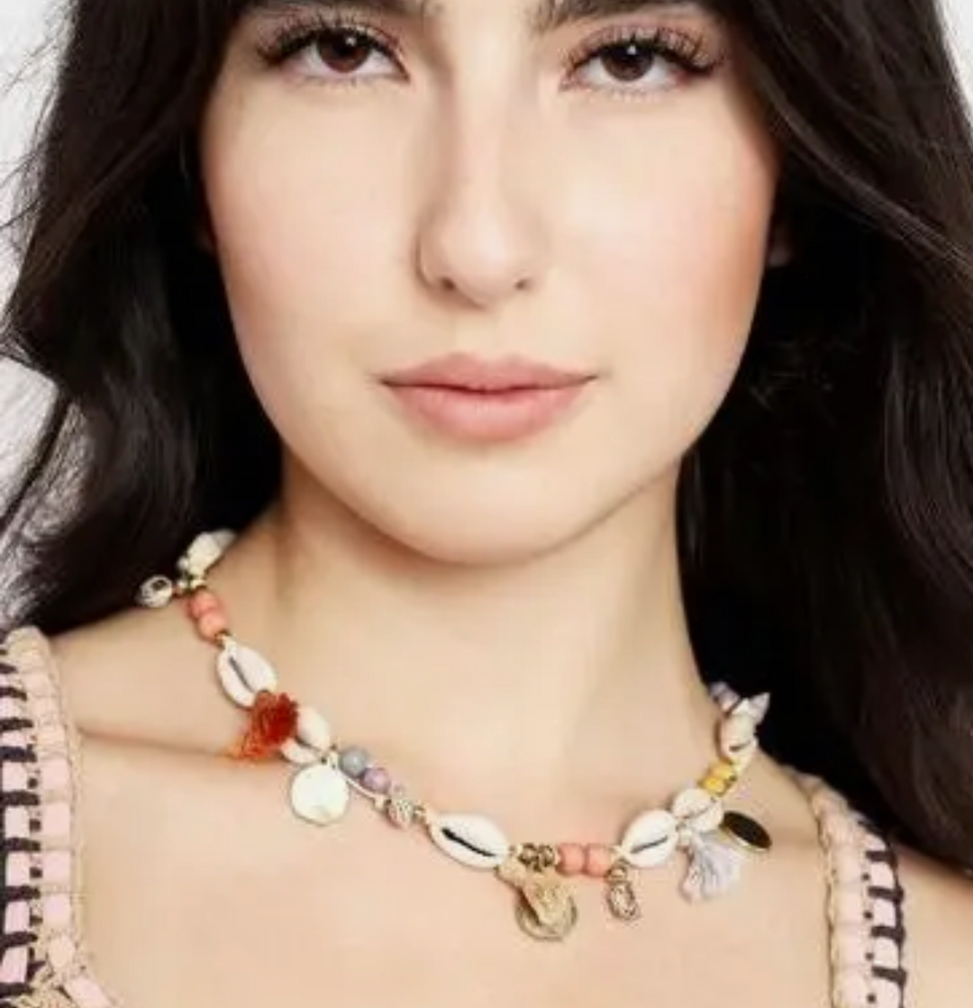 Cowrie Shell and Tassel Choker
