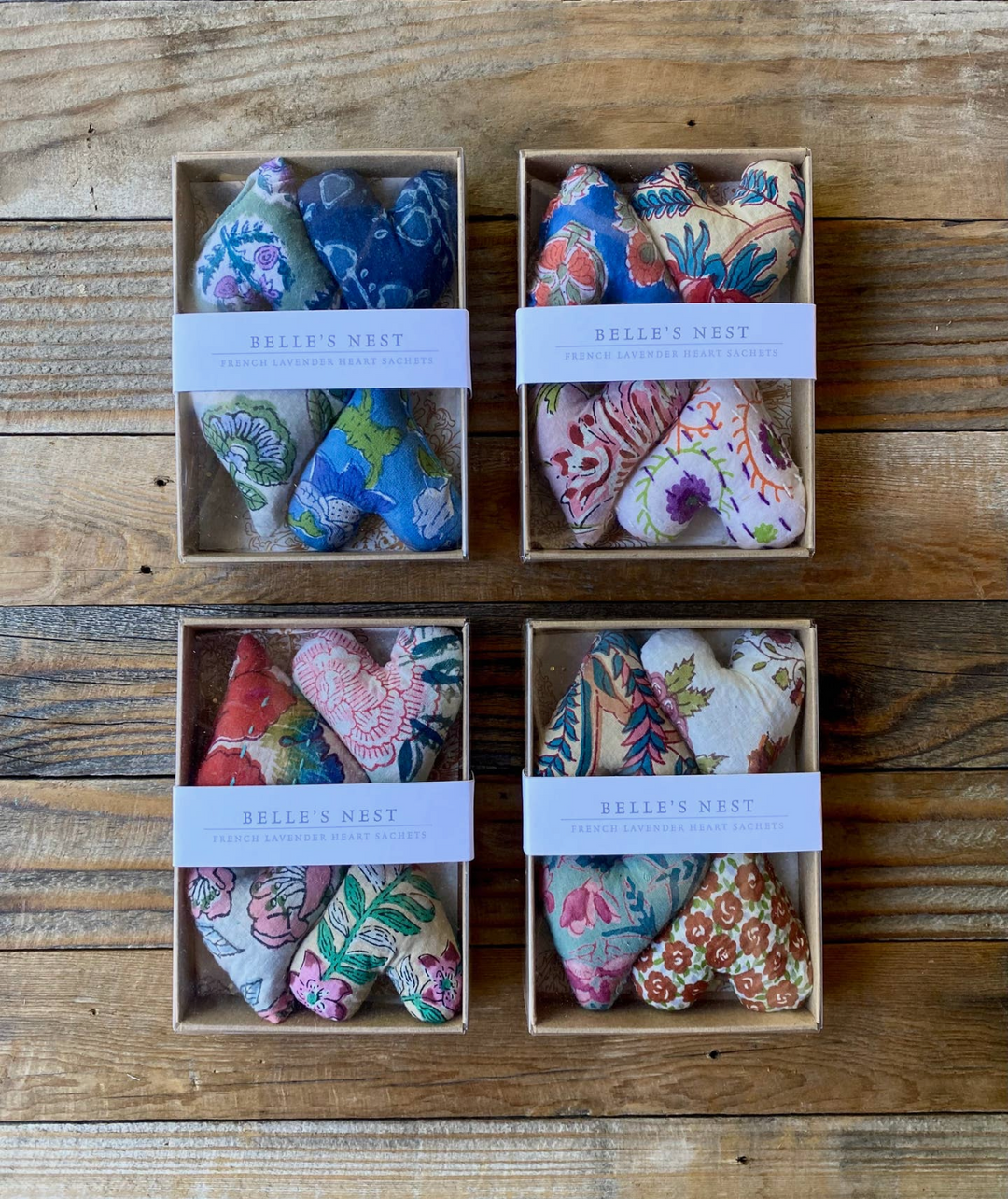 Boxed set of Mini Lavender Heart Sachets