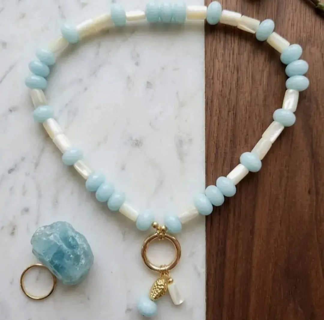 Handmade in Italy Agate and Mother of Pearl Necklace