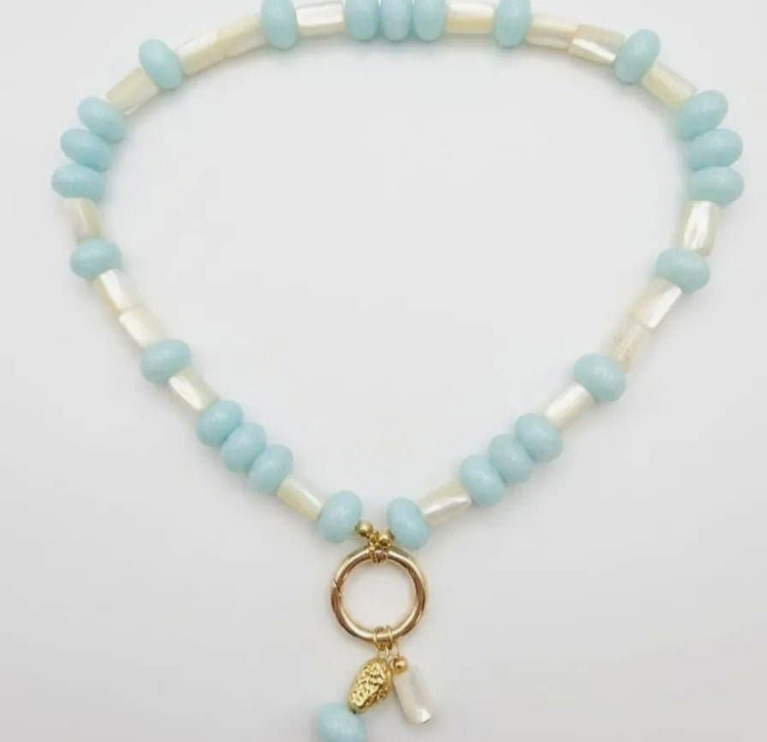 Handmade in Italy Agate and Mother of Pearl Necklace