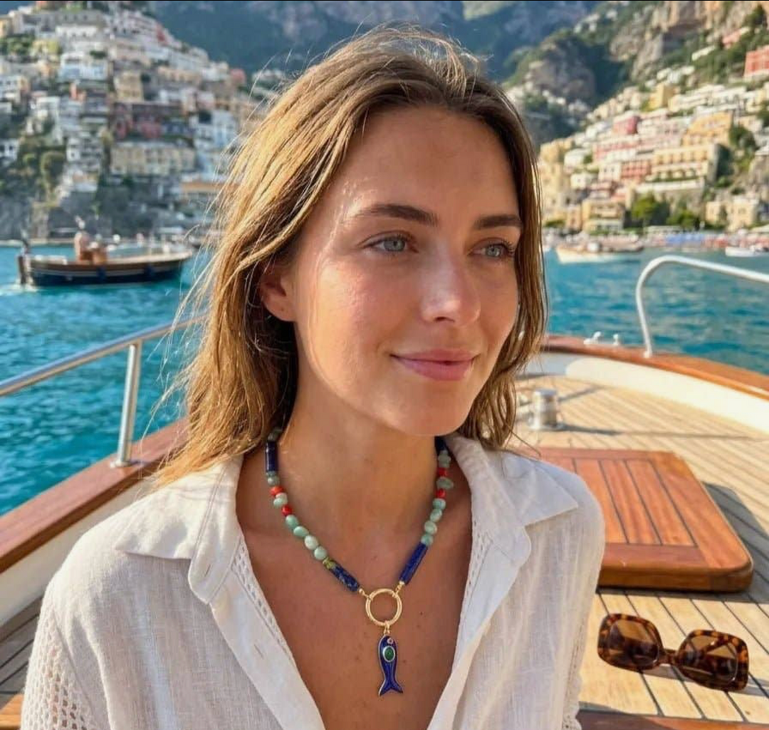 Hand made in Italy Lapis, Amazonite, Aventurine Necklace