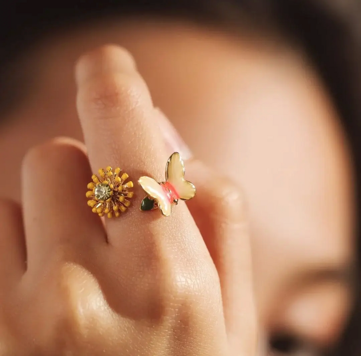 Butterfly and Daisy Open Ring