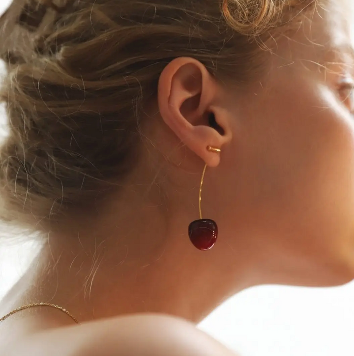 Cherry and Stem Drop Earrings