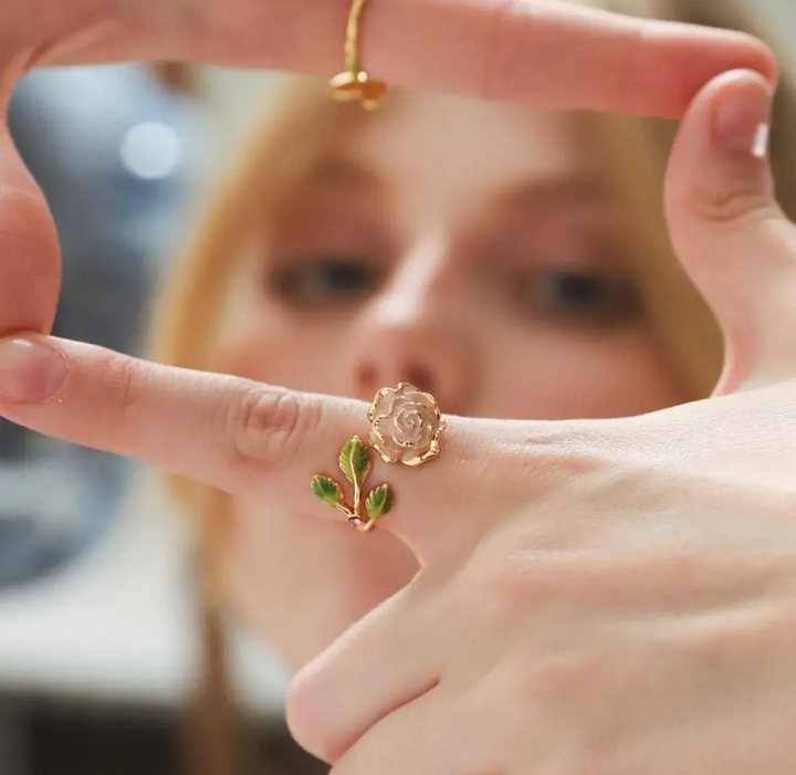 Rose Enamel Open Ring