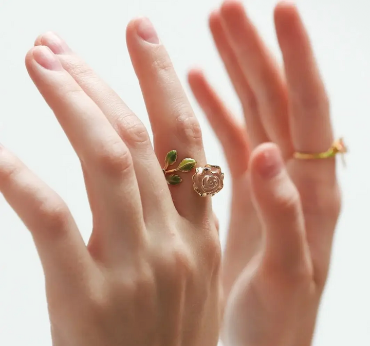 Rose Enamel Open Ring