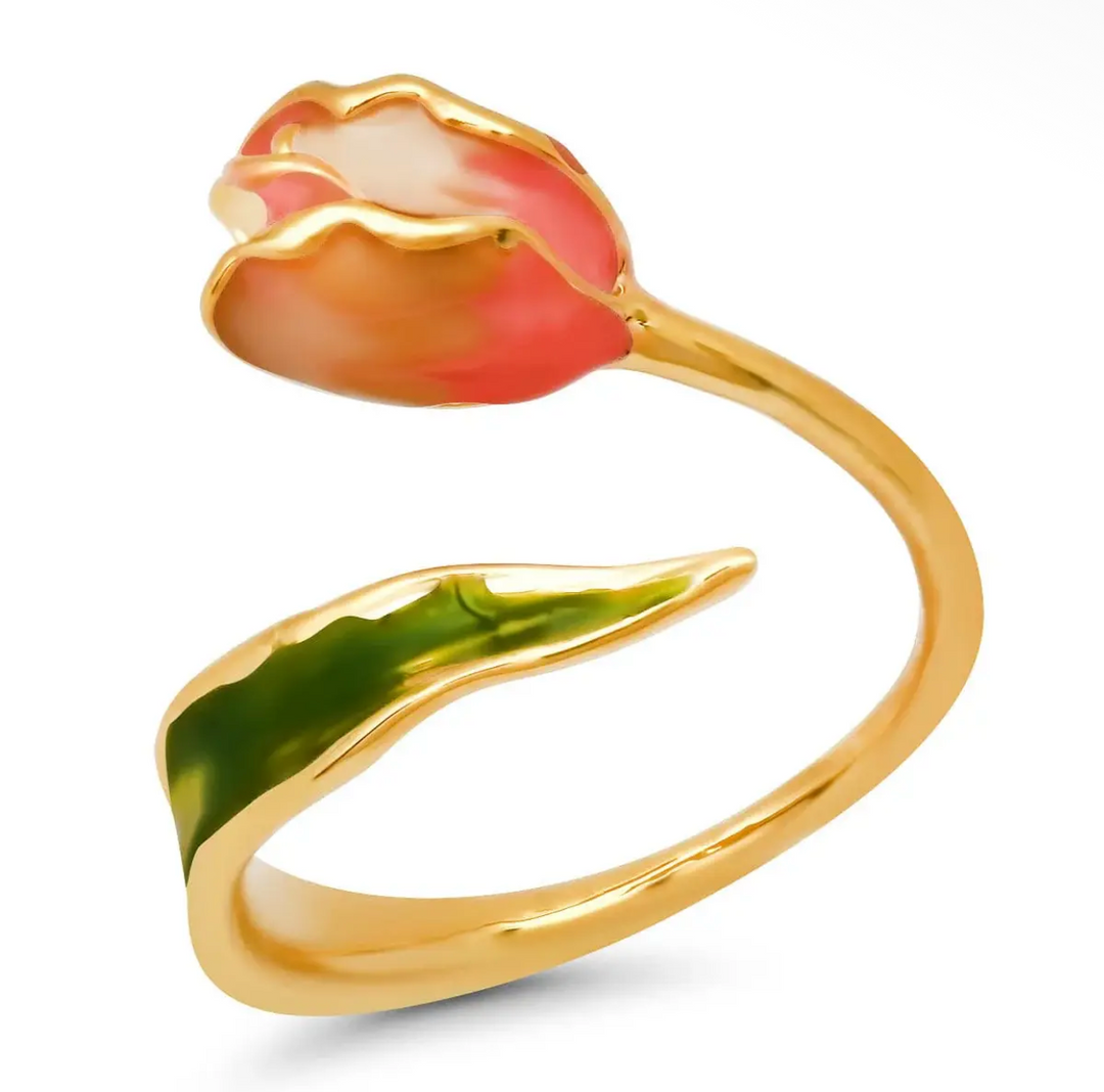 Tulip Enamel Open Ring