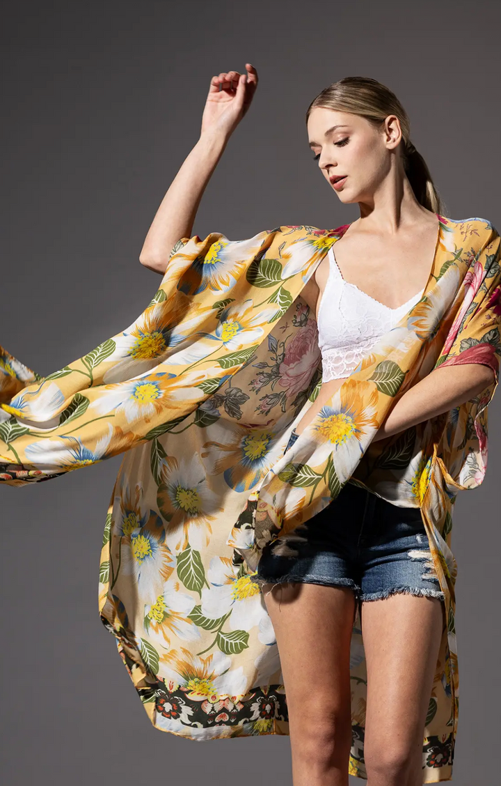 Kimono Top-Chickory Gold