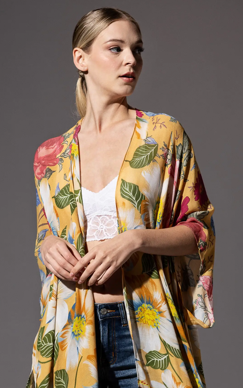 Kimono Top-Chickory Gold