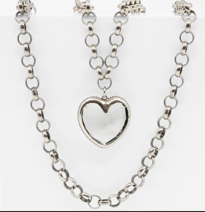 Crystal Heart Chunky Chain Statement Necklace