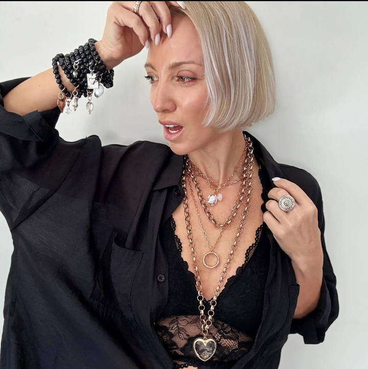 Crystal Heart Chunky Chain Statement Necklace