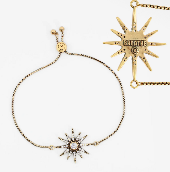 Breath Crystal Starburst Adjustable Slider Bracelet
