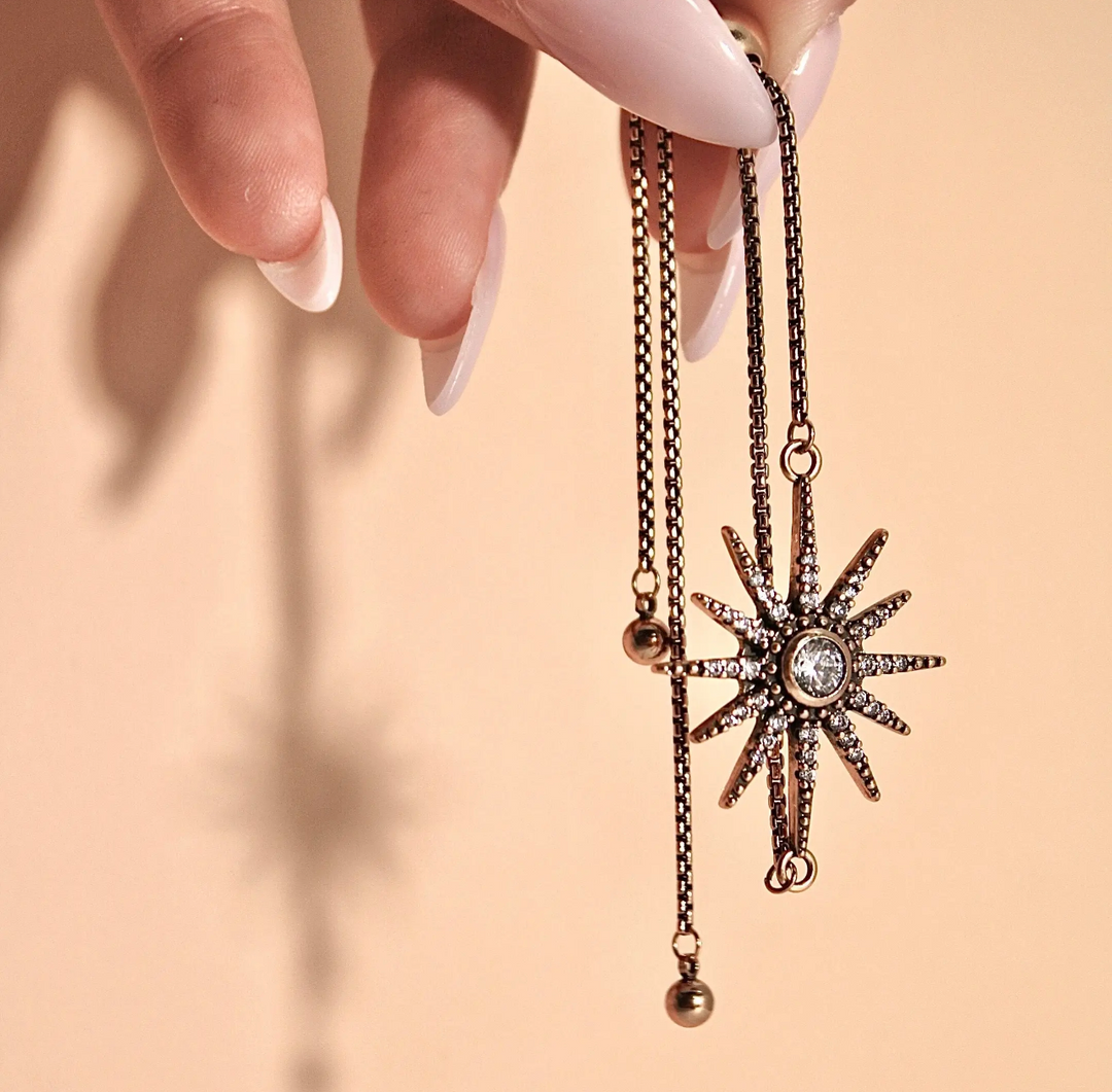 Breath Crystal Starburst Adjustable Slider Bracelet