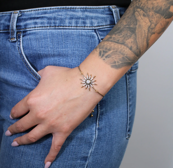 Breath Crystal Starburst Adjustable Slider Bracelet