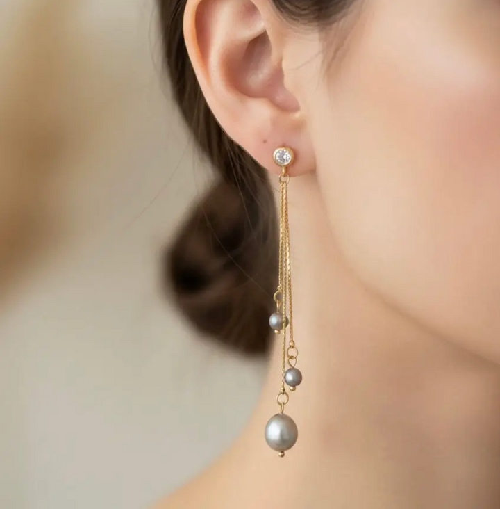 Pearl Veil Dangling Earrings