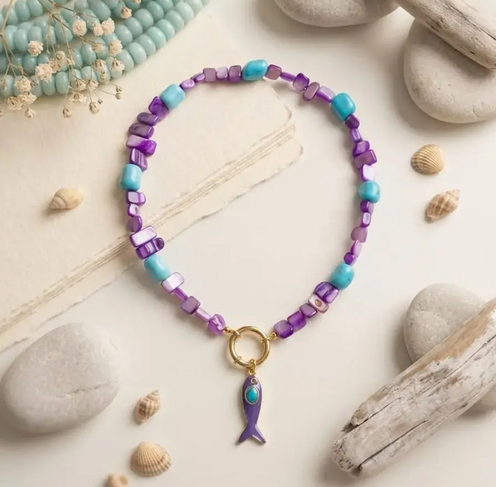 Hand Crafted Violet Reef Necklace