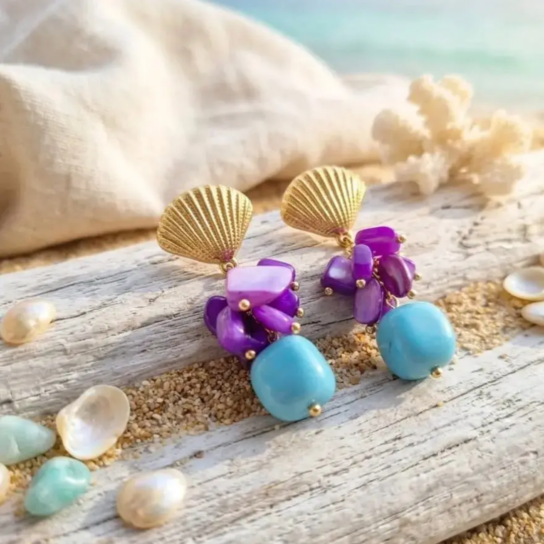 Hand Crafted Violet Reef Earrings