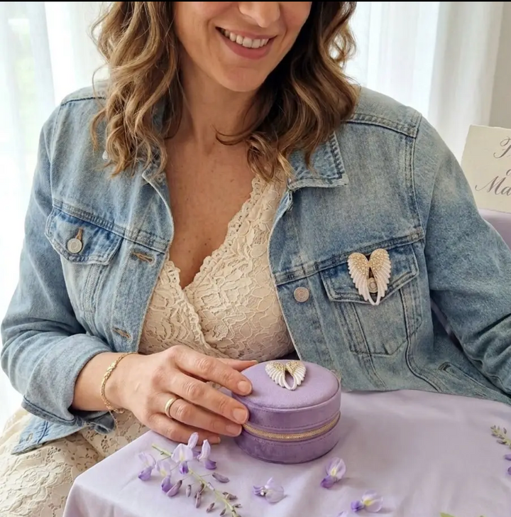 Jewelry Holder with Removable Bejeweled Wings-Lavender