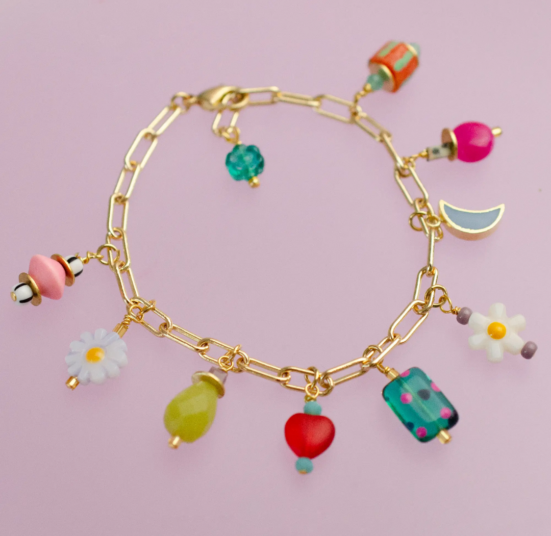 Colorful Flower Charm Bracelet