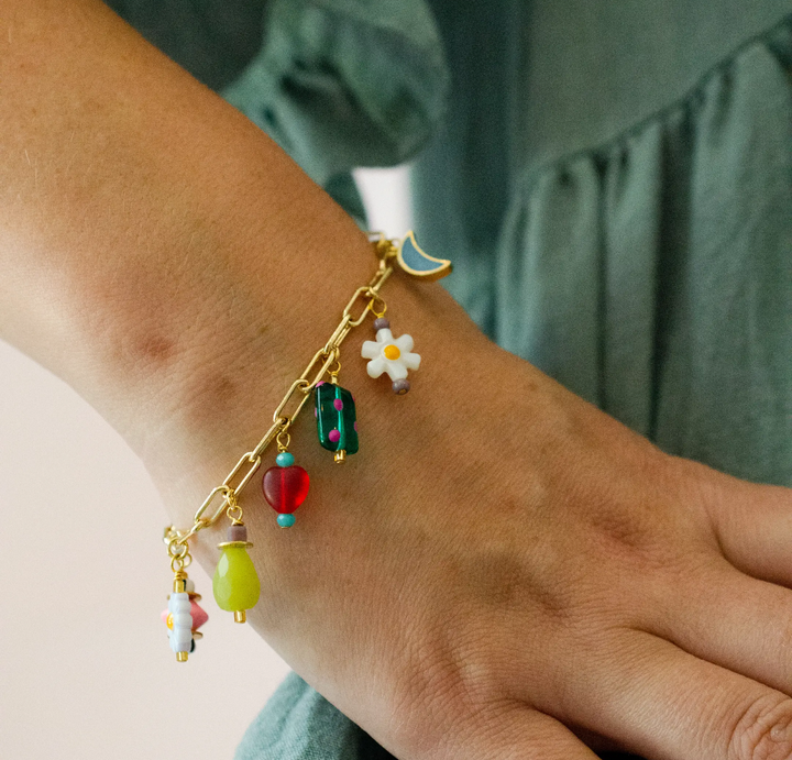 Colorful Flower Charm Bracelet
